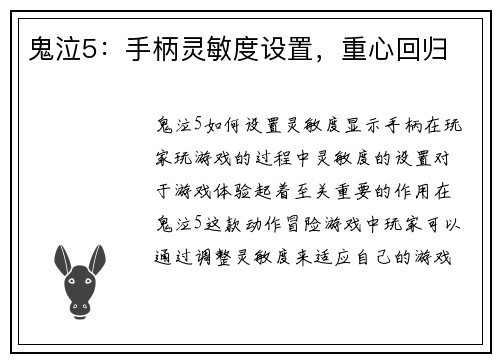 鬼泣5：手柄灵敏度设置，重心回归